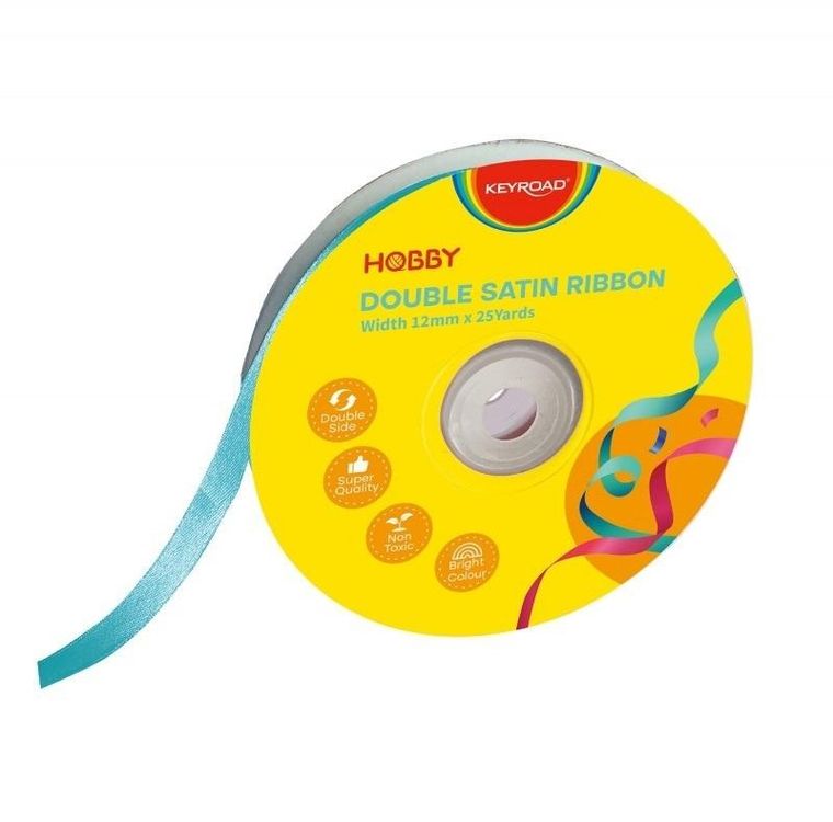 Keyroad, wstążka, podwójna satynowa, niebieska, 12mmx22,86m