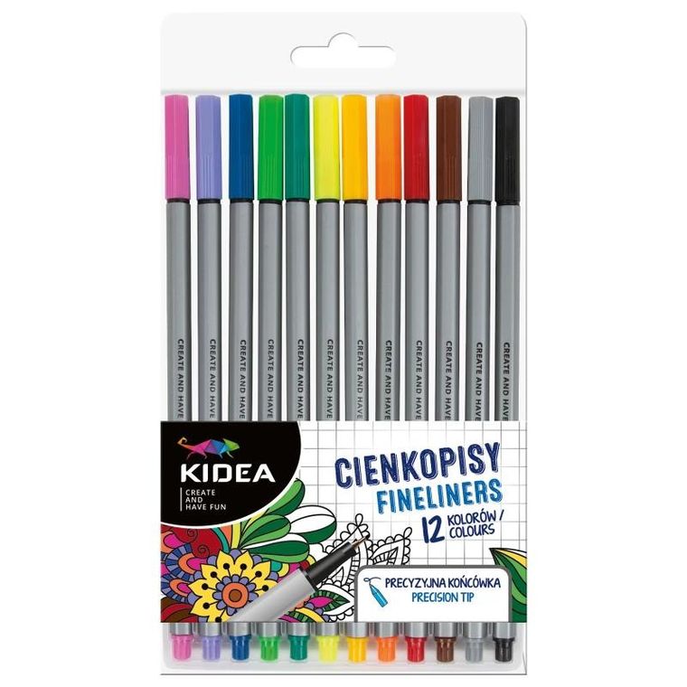 Kidea, cienkopisy, 12 kolorów