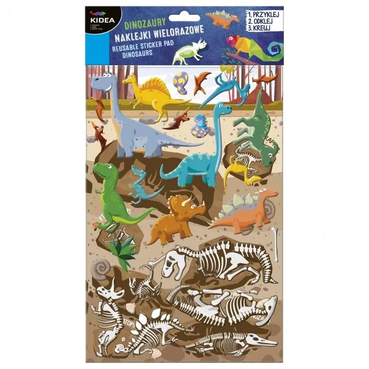 Kidea, Dinozaury, naklejki wielorazowe