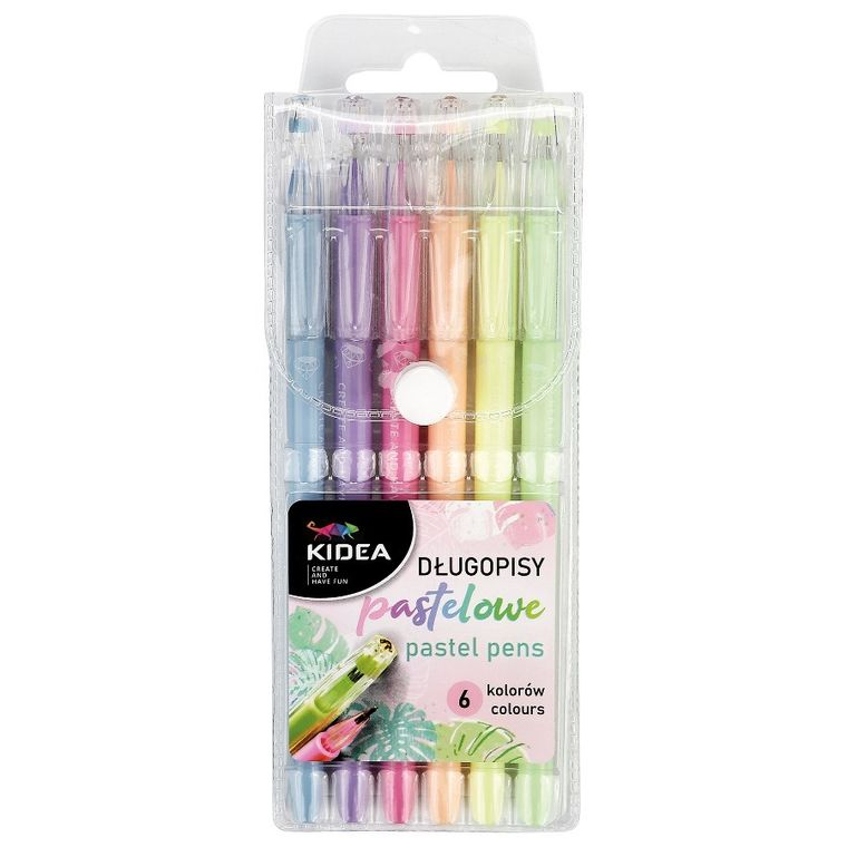 Kidea, długopisy pastelowe z kryształową końcówką, 6 kolorów