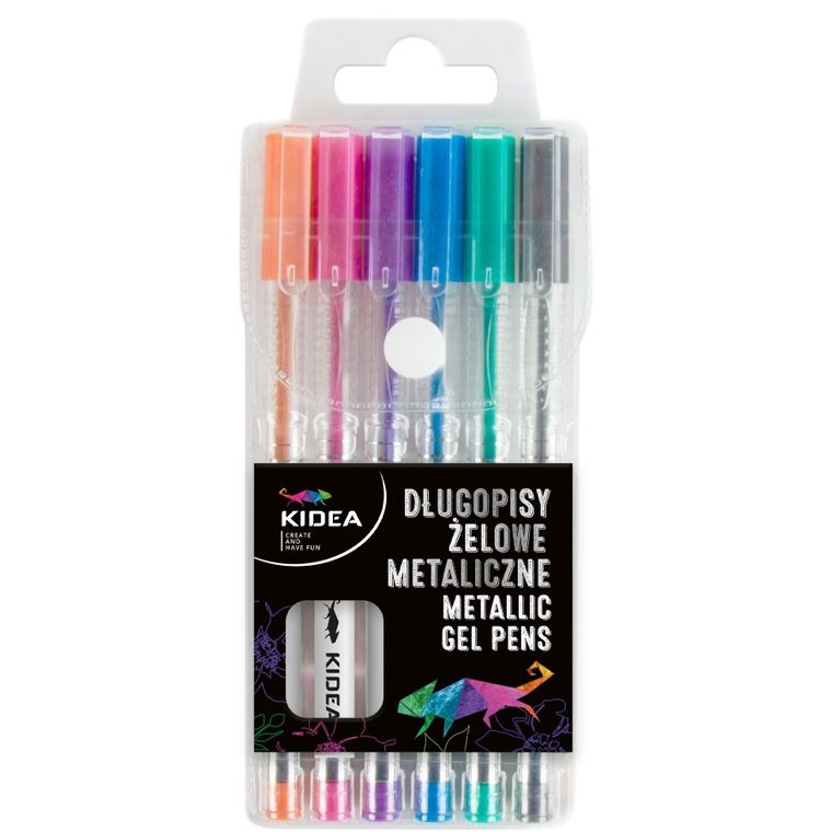 Kidea, długopisy żelowe, metaliczne, 6 kolorów