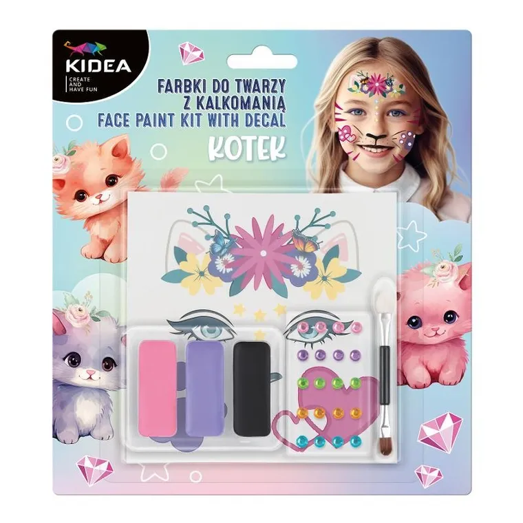 Kidea, farby do twarzy, zestaw z tatuażami, kotki