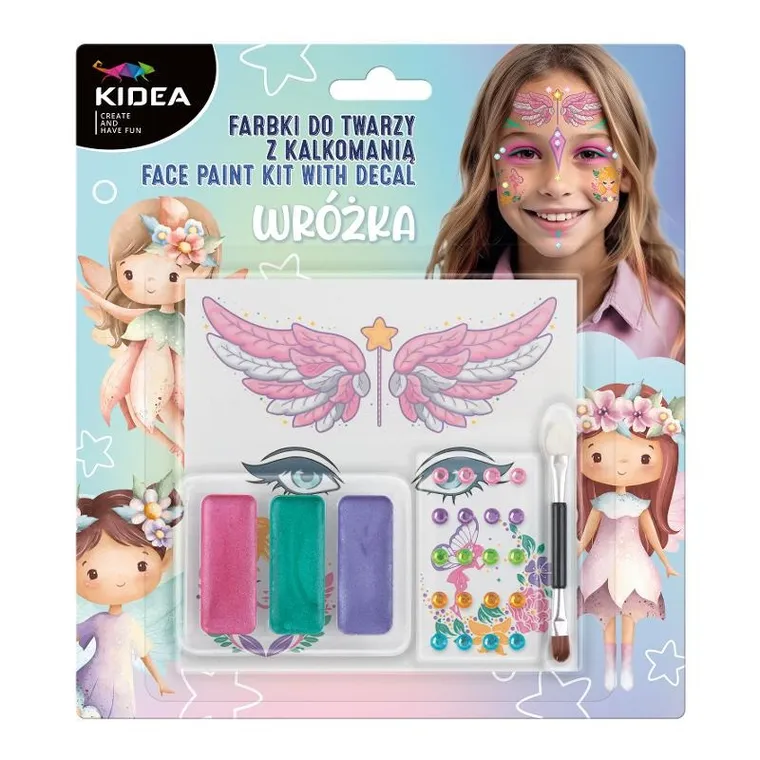 Kidea, farby do twarzy, zestaw z tatuażami, wróżki
