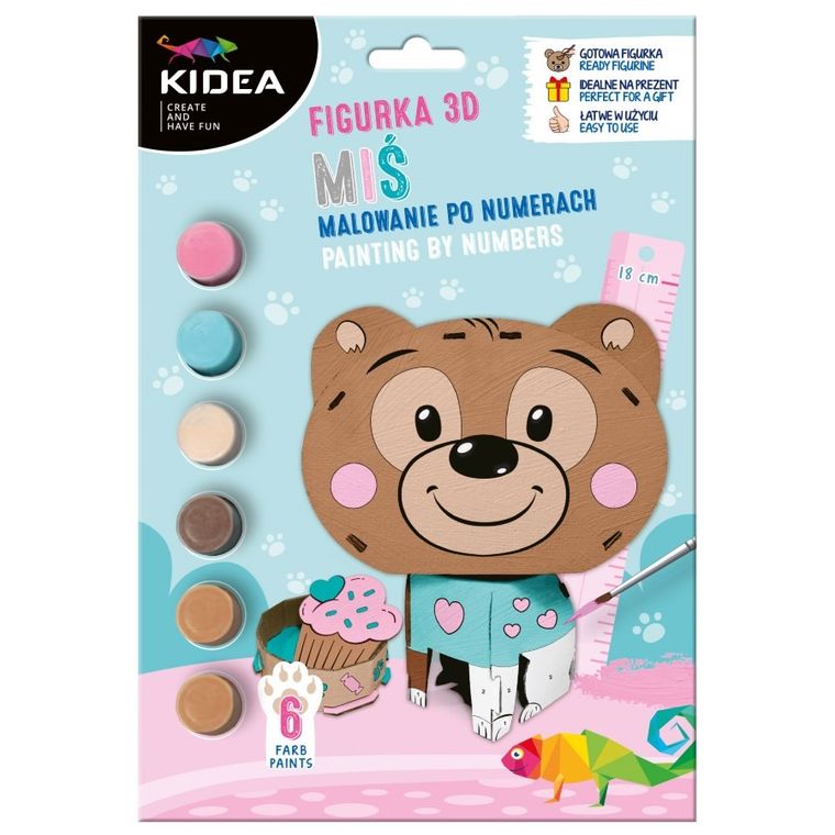 Kidea, figurka 3D, malowanie po numerach, miś