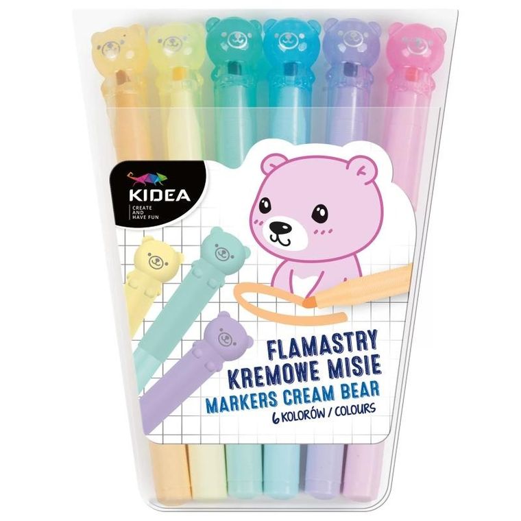 Kidea, flamastry, misie, kremowe, 6 kolorów