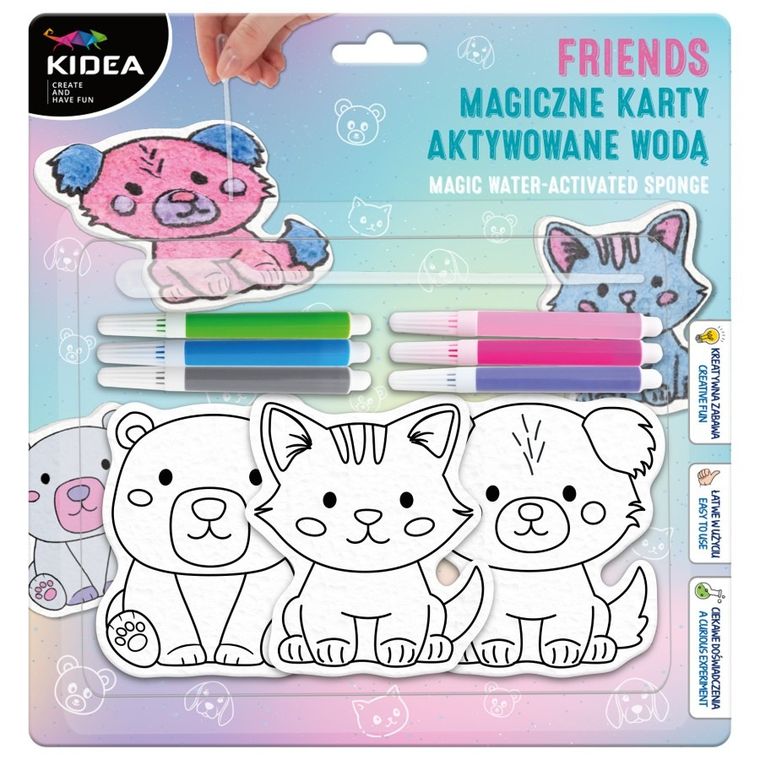 Kidea, Friends, Magiczne karty aktywowane wodą, zestaw kreatywny