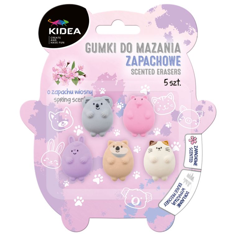 Kidea, gumki do mazania, zapachowe, hello, 5 szt.