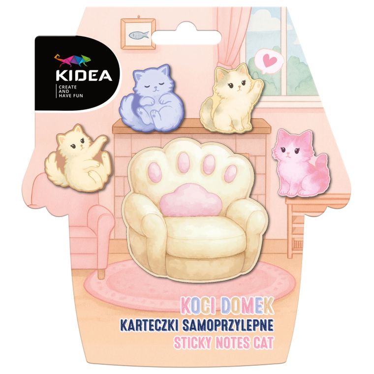 Kidea, karteczki samoprzylepne, koci domek