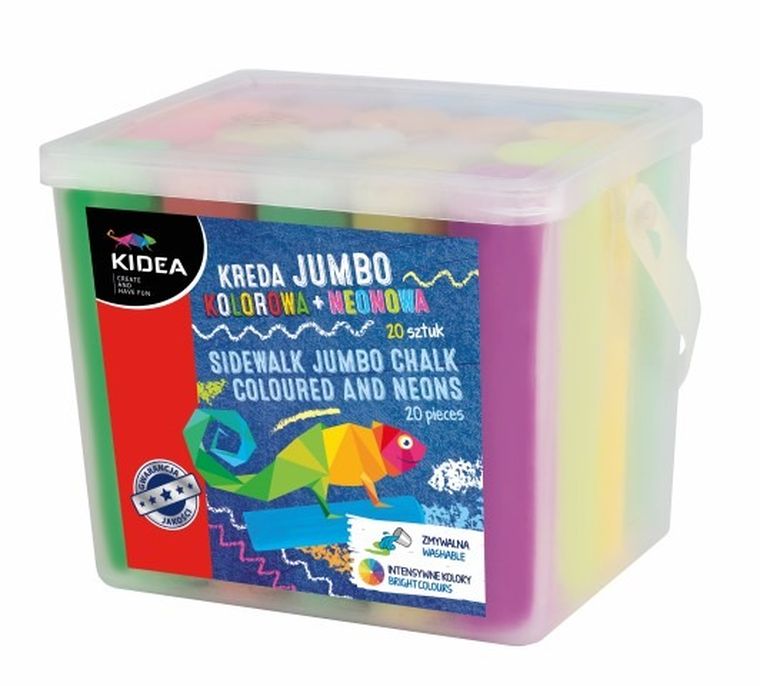 Kidea, kreda jumbo kolorowa, neonowa, 20 szt.