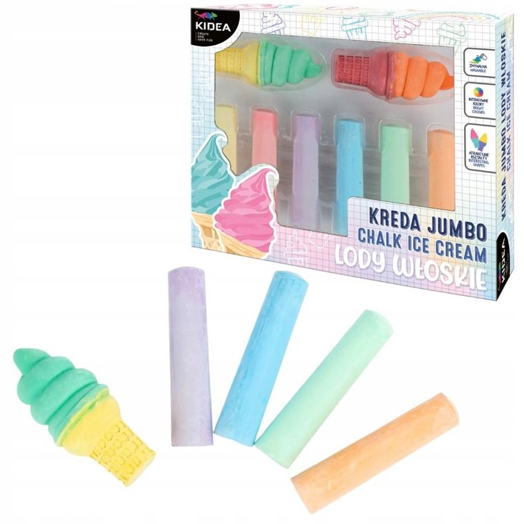Kidea, kreda jumbo, lody włoskie, 8 elementów