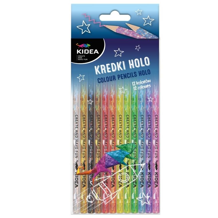 Kidea, kredki ołówkowe, holo, 12 kolorów