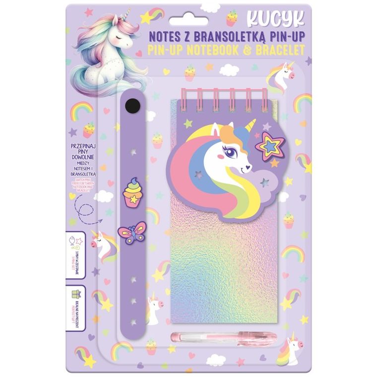 Kidea, notes z bransoletką pin-up, kucyk, 1 szt.
