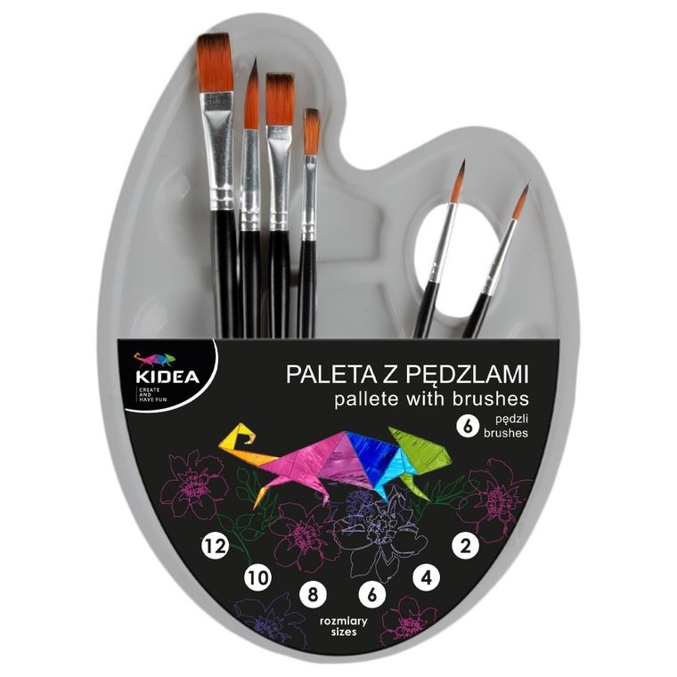 Kidea, paleta z pędzlami, 7 elementów