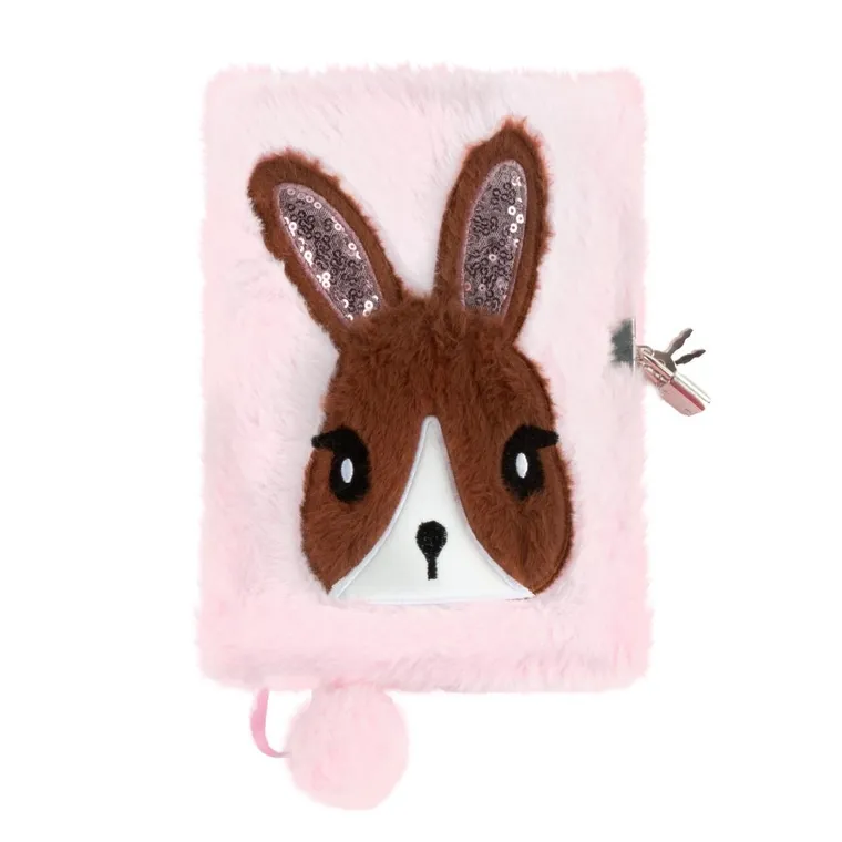 Kidea, pamiętnik pluszowy z kłódką, różowy królik