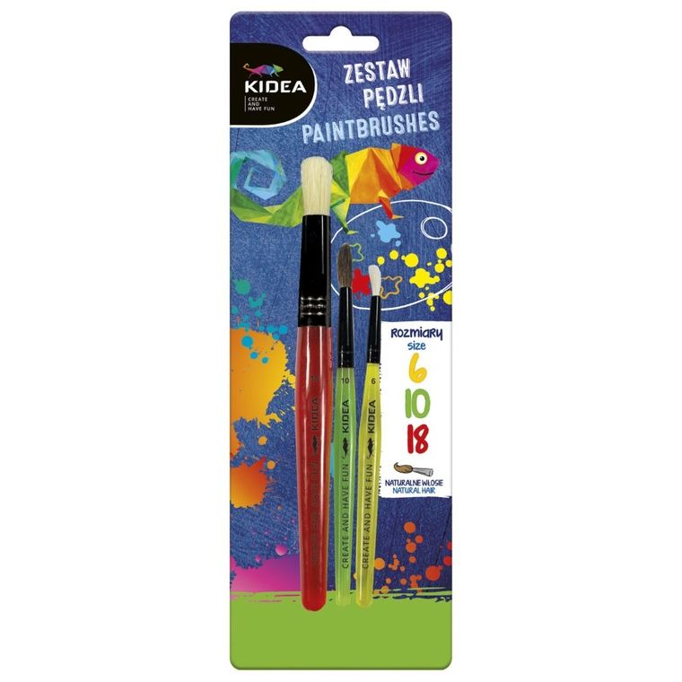 Kidea, pędzle szkolne, 3 szt.