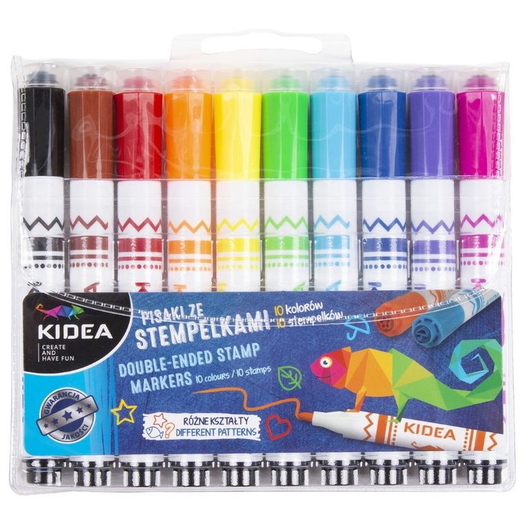 Kidea, pisaki ze stempelkami, 10 kolorów