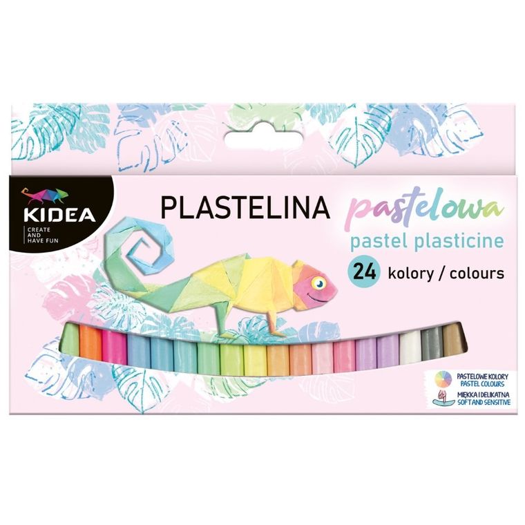 Kidea, plastelina szkolna, pastelowa, 24 kolory