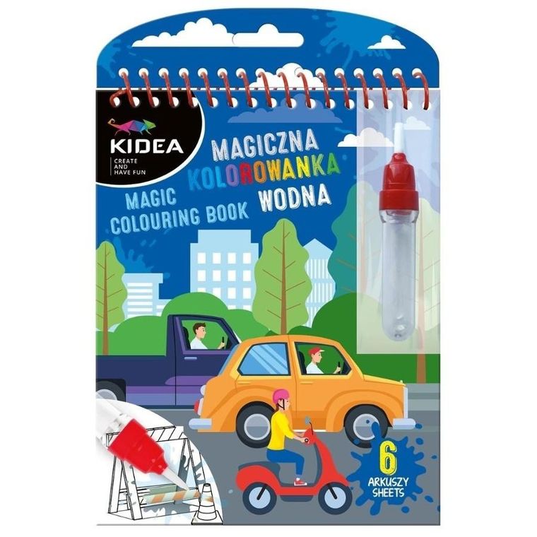 Kidea. Pojazdy. Malowanka wodna z pisakiem