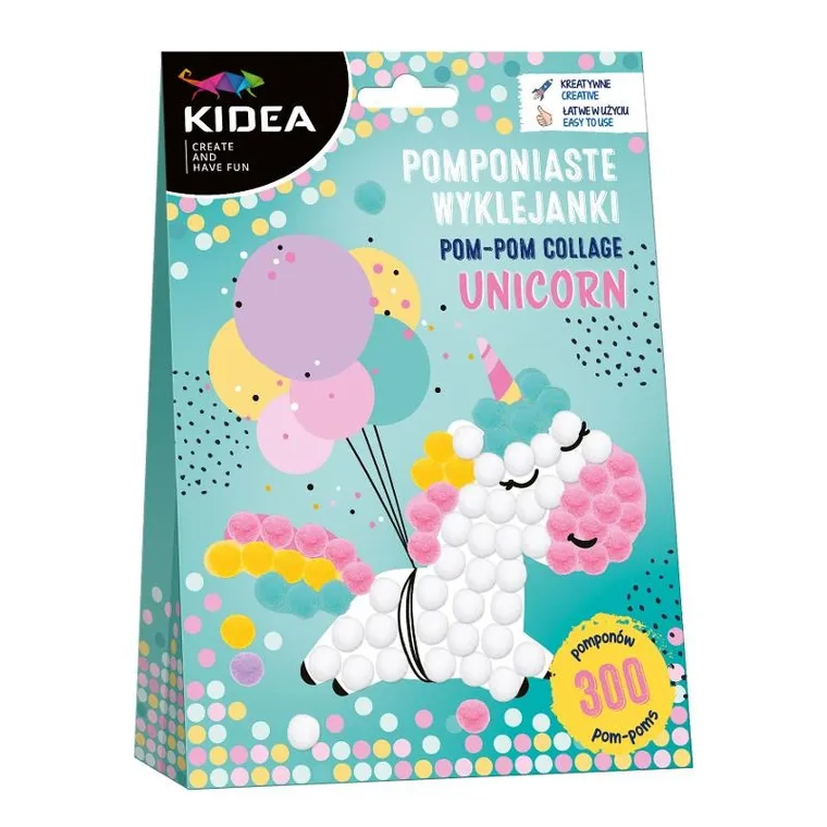 Kidea, pomponiaste wyklejanki, zestaw kreatywny, unicorn