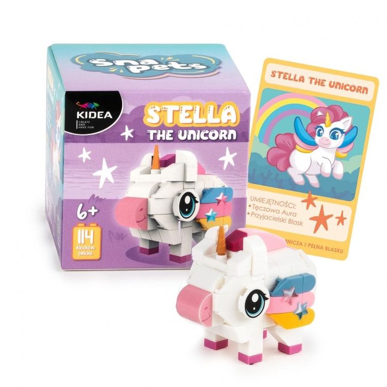Kidea, Snapets, klocki, biały jednorożec, 114 elementów