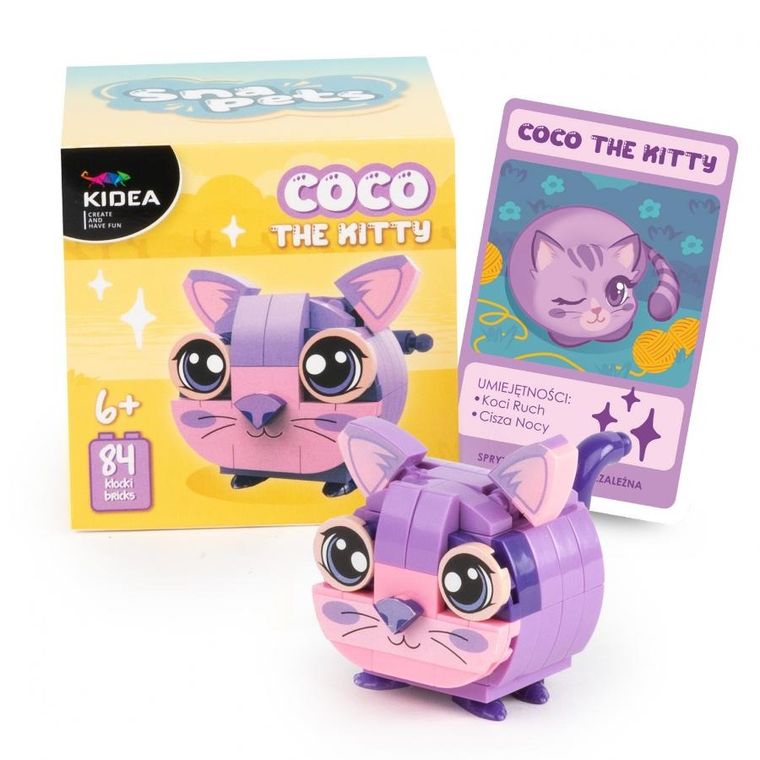 Kidea, Snapets, klocki, fioletowy kot, 84 elementy