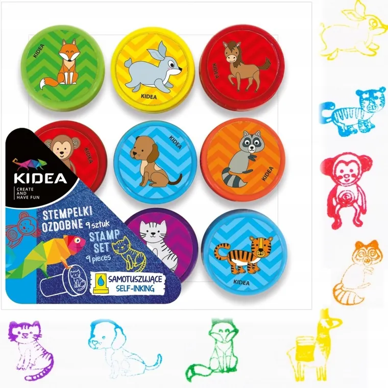 Kidea, stempelki ozdobne samotuszujące, 9 szt.