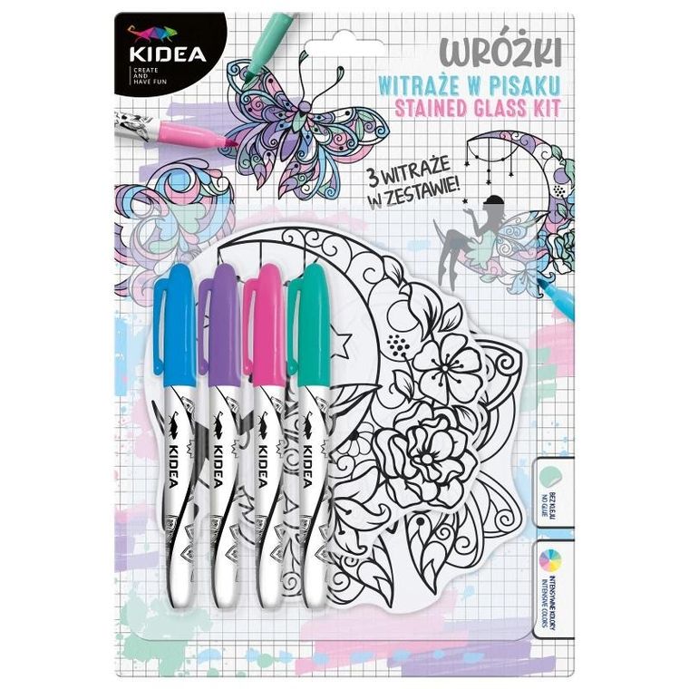 Kidea, witraże z markerami, wróżki, 4 kolory