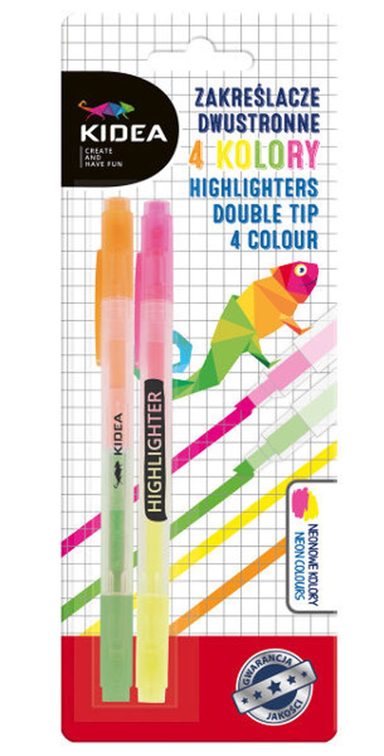 Kidea, zakreślacze dwustronne, 4 kolory