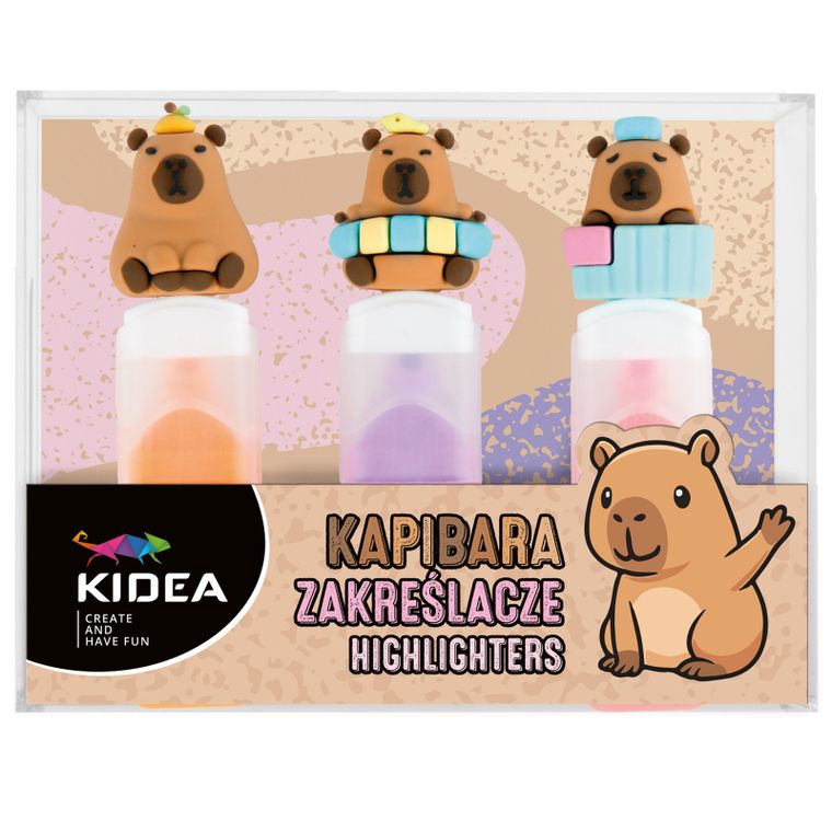 Kidea, zakreślacze, kapibara, 3 szt.