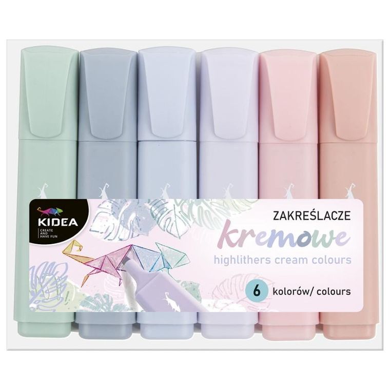 Kidea, zakreślacze kremowe, 6 kolorów