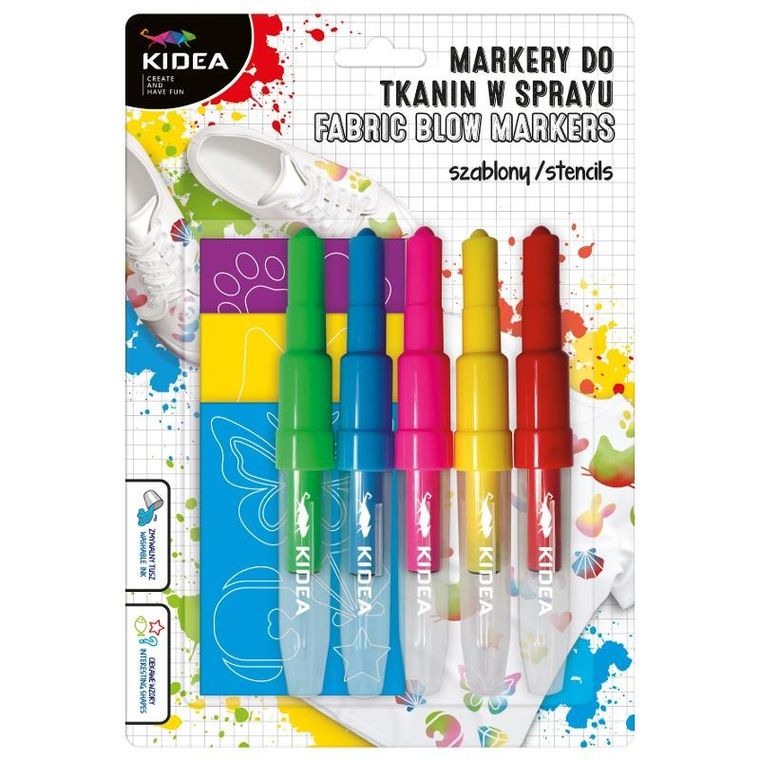 Kidea, Zwierzaki, markery do tkanin w sprayu, 5 szt.