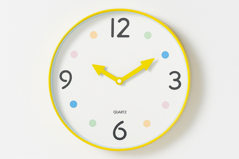 Kids Collection, Safi, zegar do pokoju dziecka, żółty, 25 cm