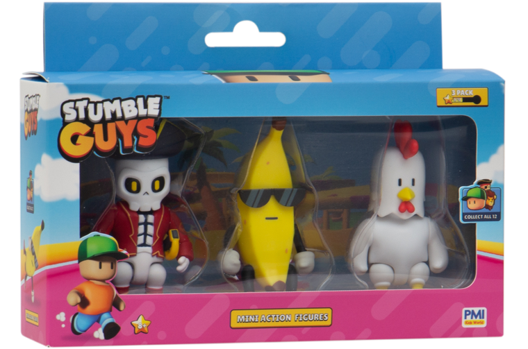Kids World, Stumble Guys, Banana Guy, Chicken, Capt Nohart, zestaw mini figurek, 3 szt.