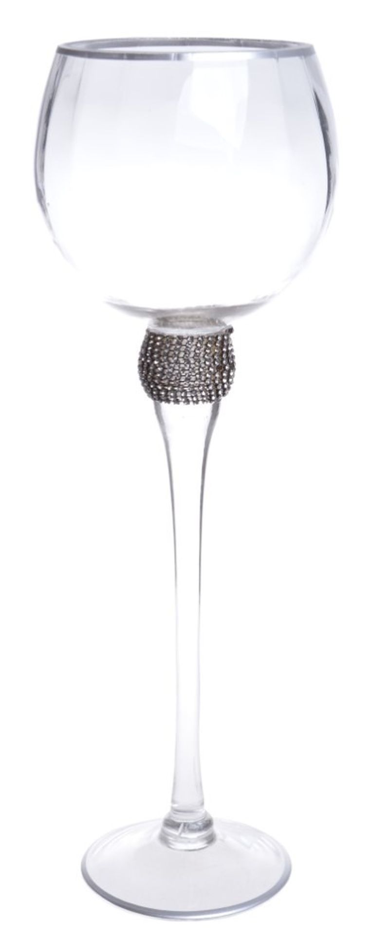 Kielich szklany, srebrny z cyrkoniami, wysoki, 12-12-40 cm