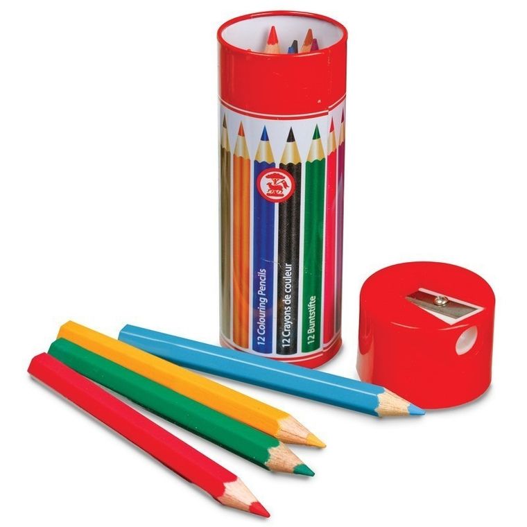 Kieszonkowe kredki z temperówką, 12 kolorów