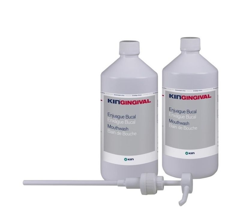 Kin, Gingival, Alpantha, płyn do płukania jamy ustnej z pompką, 1000 ml, 2 szt.