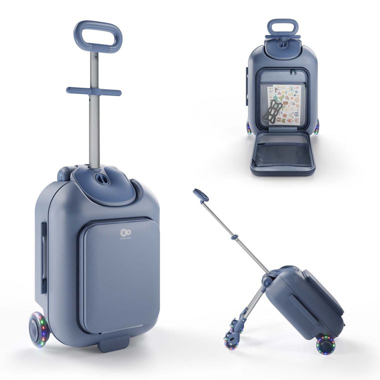 Kinderkraft, Cabby, walizka podróżna na kółkach z siedziskiem, 2w1, Blue