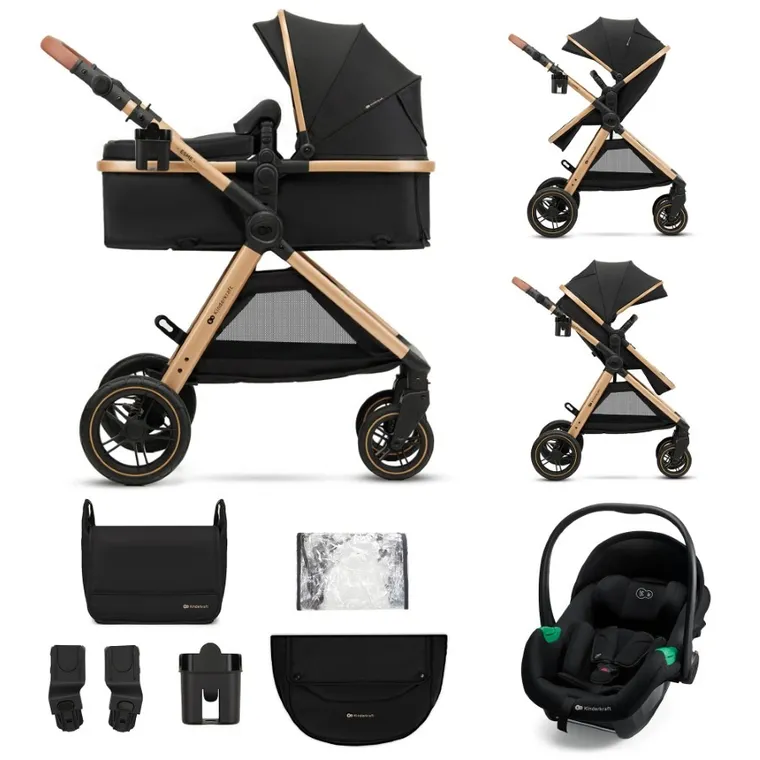 Kinderkraft, Esme Pro, wózek wielofunkcyjny, 3w1, Pure Black