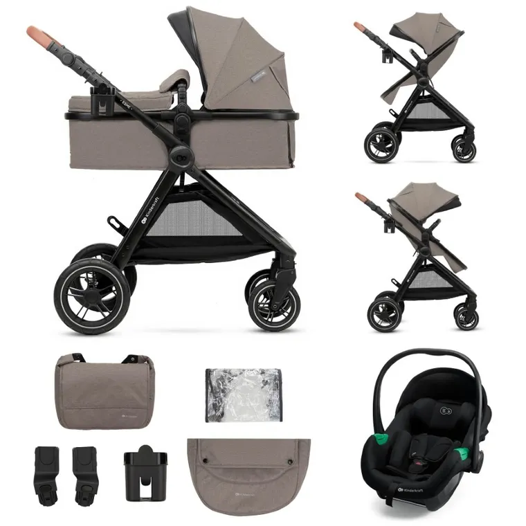 Kinderkraft, Esme Pro, wózek wielofunkcyjny, 3w1, Sand Beige