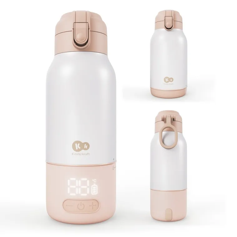 Kinderkraft, Gaja, mobilny podgrzewacz do mleka i termos, beżowy, 500 ml