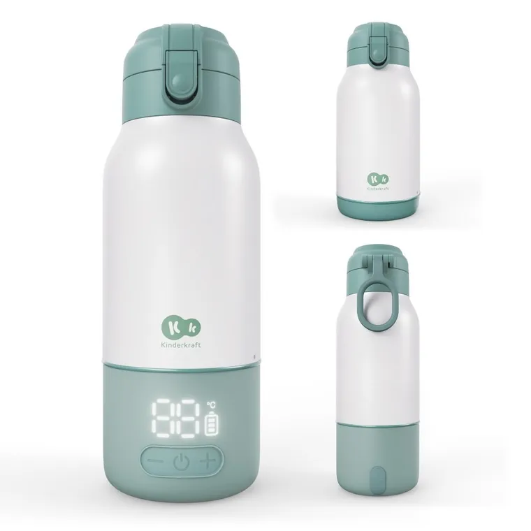 Kinderkraft, Gaja, mobilny podgrzewacz do mleka i termos, zielony, 500 ml