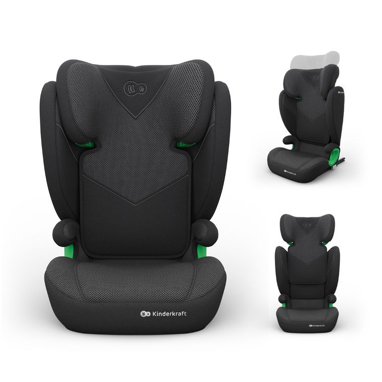 Kinderkraft, Junior Fix 2 Plus, i-Size, fotelik samochodowy, black, 100-150 cm