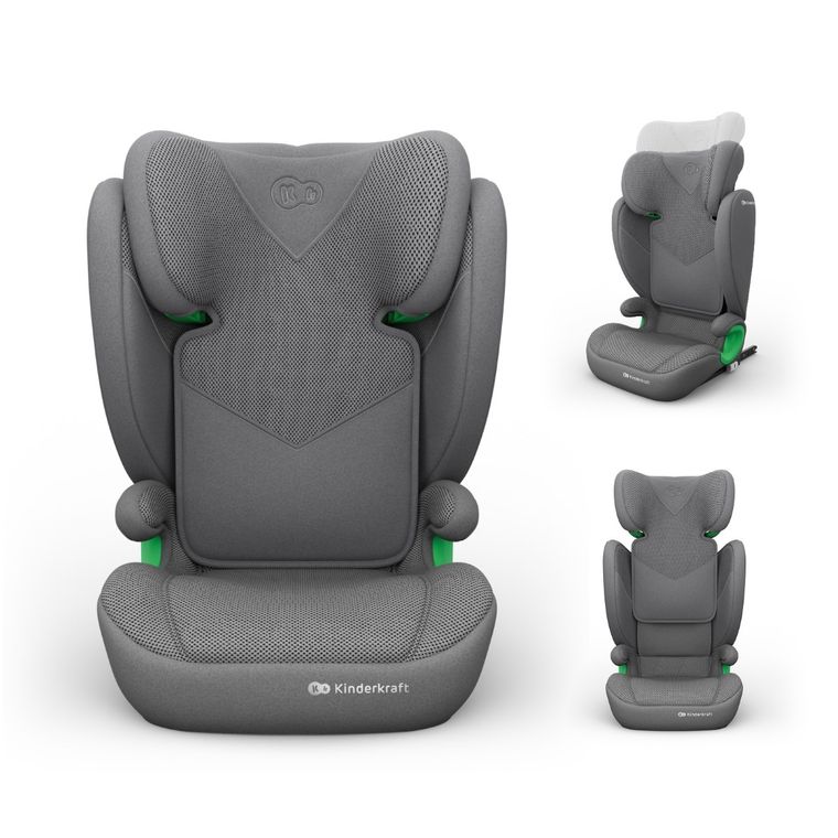 Kinderkraft, Junior Fix 2 Plus, i-Size, fotelik samochodowy, grey, 100-150 cm