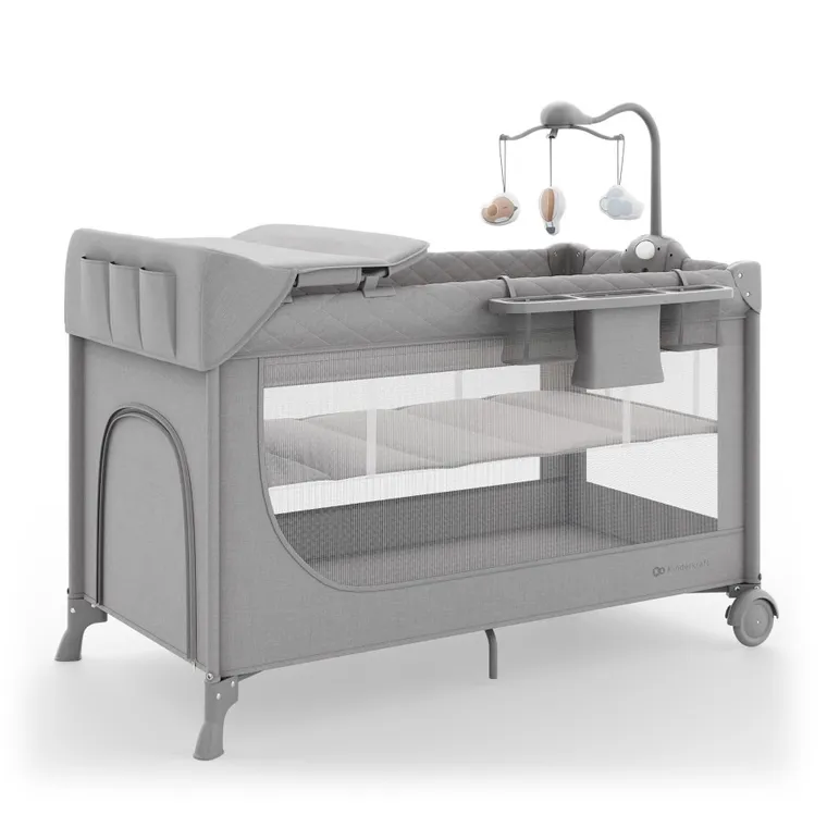 Kinderkraft, Leody Up, łóżeczko turystyczne z akcesoriami, grey