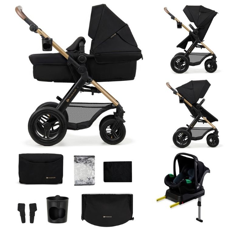 Kinderkraft, Moov 2, Air Wheels, wózek wielofunkcyjny 4w1, Pure Black