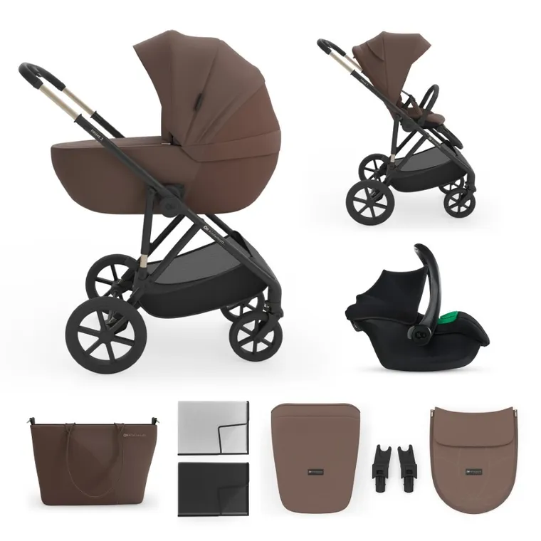 Kinderkraft, Prime 3, wózek wielofunkcyjny, 3w1, velvet mocca