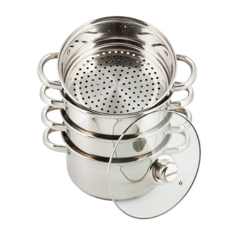 Kinghoff, garnek stalowy do gotowania na parze, 24 cm, 5,0L, KH-3320