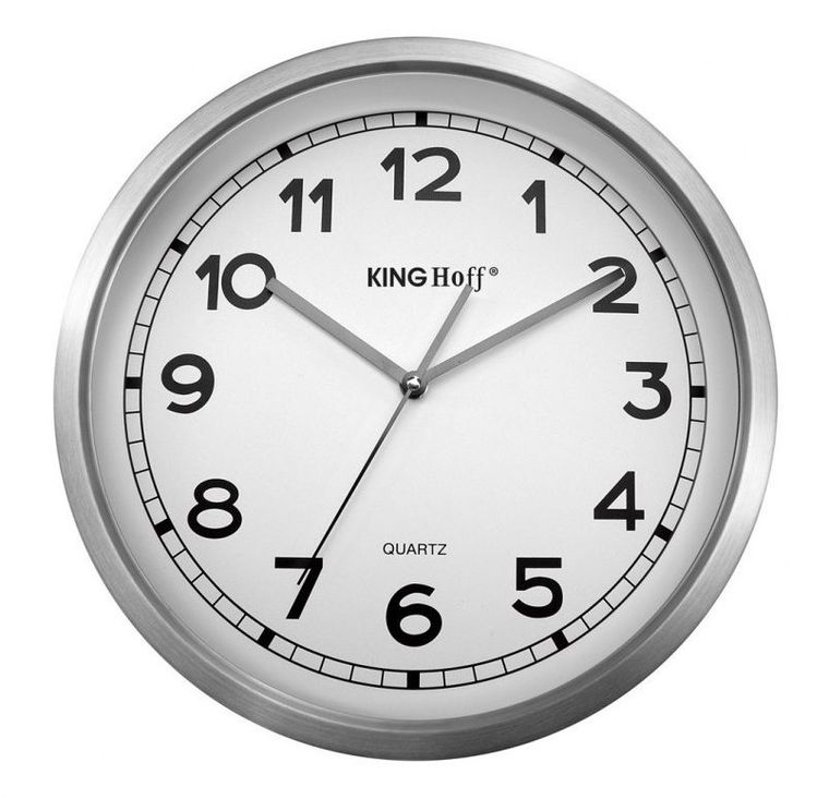 Kinghoff, zegar ścienny, stalowy, mechanizm płynący, 34 cm
