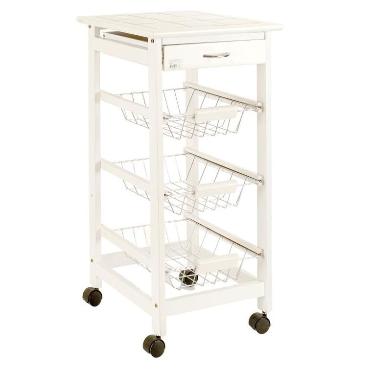 Kinvara, Essentials, wąski wózek kuchenny na kółkach, 37-37-76 cm