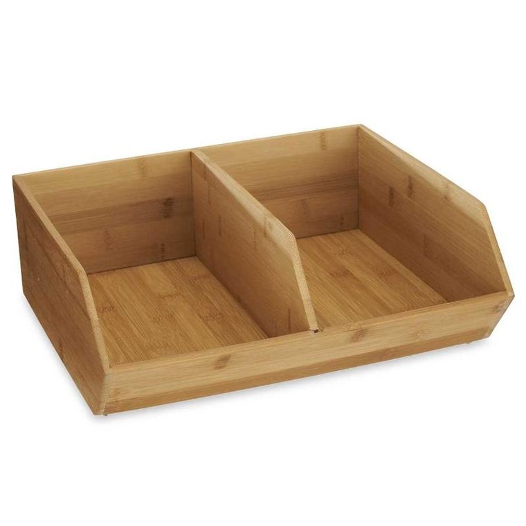 Kinvara, organizer bambusowy na biurko, dwie przegródki